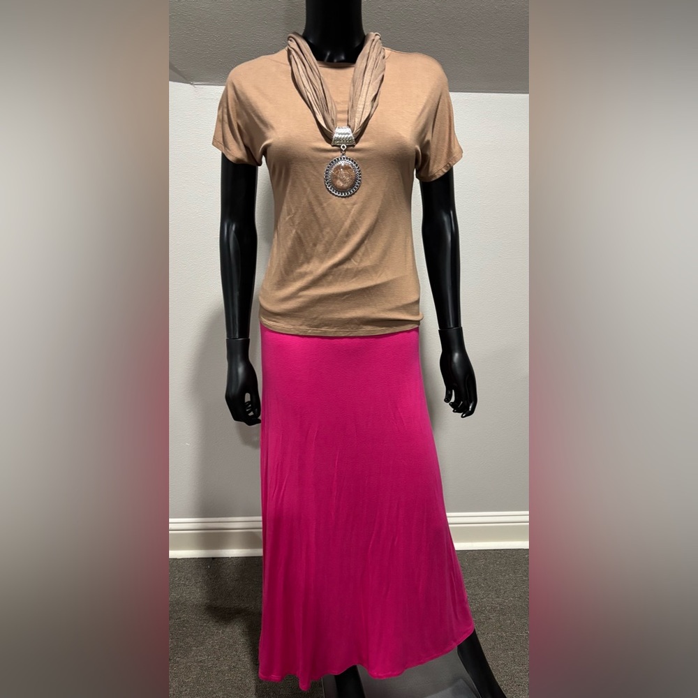 Iman Global Chic Skirt & Top XS Small Cocoa Pink